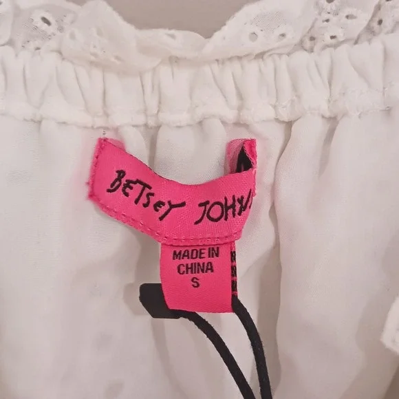 Betsey Johnson Eyelet White Coastal Bridal Bachelorette Midi Dress Size S New - Picture 8 of 9